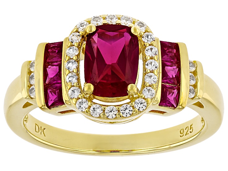 Lab Created Ruby With White Lab Created Sapphire 18k Yellow Gold