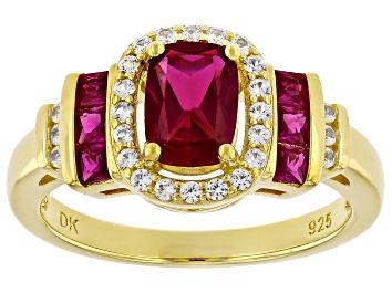 Picture of Lab Created Ruby With White Lab Created Sapphire 18k Yellow Gold Over Sterling Silver Ring 1.49ctw