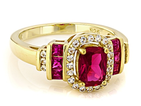 Lab Created Ruby With White Lab Created Sapphire 18k Yellow Gold