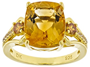 Madeira Citrine 18k Yellow Gold Over Silver Ring 3.62ctw