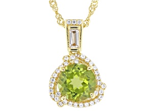 Green Peridot 18k Yellow Gold Over Sterling Silver Pendant With Chain 3.20ctw