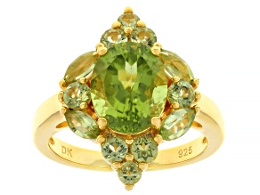 Green Peridot 18k Yellow Gold Over Sterling Silver Ring 3.70ctw