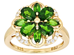 Chrome Diopside 18k Yellow Gold Over Sterling Silver Ring 2.30ctw