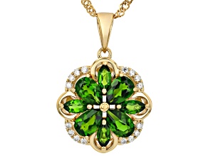 Green Chrome Diopside 18k Yellow Gold Over Sterling Silver Pendant With Chain 2.30ctw