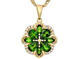 Green Chrome Diopside 18k Yellow Gold Over Sterling Silver Pendant With Chain 2.30ctw