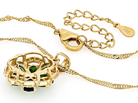 Green Chrome Diopside 18k Yellow Gold Over Sterling Silver Pendant With Chain 2.30ctw