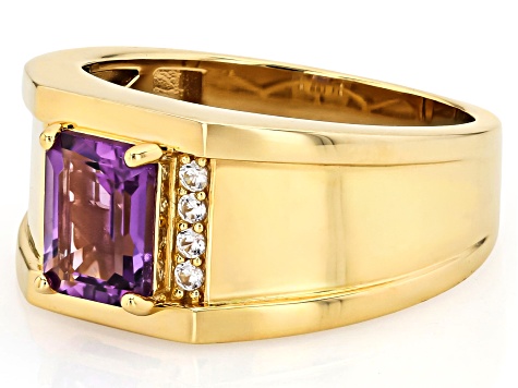 Canela Amethyst With White Zircon 18k Yellow Gold Over Sterling