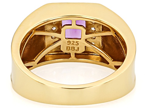 Canela Amethyst With White Zircon 18k Yellow Gold Over Sterling