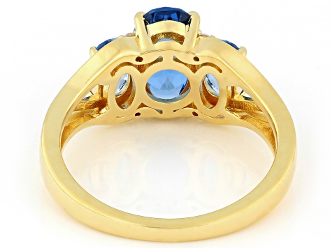 Blue Lab Created Spinel With White Zircon 18k Yellow Gold Over