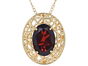 Garnet 18k Yellow Gold Over Sterling Silver Pendant With Chain 6.00ct