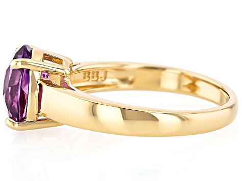 Purple Canela Amethyst 18k Yellow Gold Over Sterling Silver Ring 2.16ct