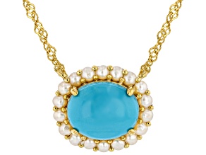 Sleeping Beauty Turquoise 18k Yellow Gold Over Sterling Silver Necklace