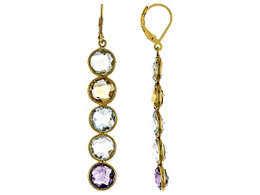 Multi Gemstone 18k Yellow Gold Over Sterling Silver Earrings 19.90ctw
