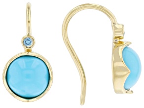 Sleeping Beauty Turquoise 18k Yellow Gold Over Sterling Silver Earrings 0.02ctw