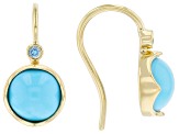 Sleeping Beauty Turquoise 18k Yellow Gold Over Sterling Silver Earrings 0.02ctw