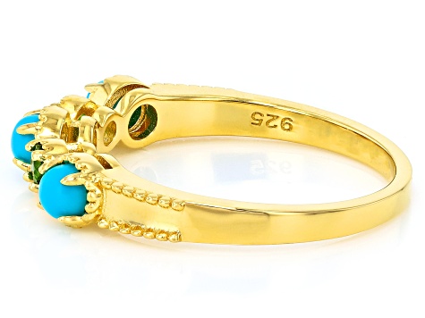 Blue Sleeping Beauty Turquoise With Chrome Diopside 18k Yellow