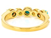 Blue Sleeping Beauty Turquoise With Chrome Diopside 18k Yellow Gold Over Sterling Silver Ring .12ctw