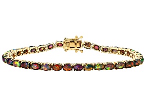 Black Ethiopian Opal 18K Yellow Gold Over Sterling Silver Bracelet 7.37ctw