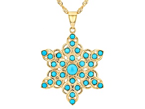 Blue Sleeping Beauty Turquoise 18k Yellow Gold Over Sterling Silver Pendant With Chain