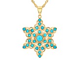 Blue Sleeping Beauty Turquoise 18k Yellow Gold Over Sterling Silver Pendant With Chain