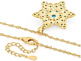 Blue Sleeping Beauty Turquoise 18k Yellow Gold Over Sterling Silver Pendant With Chain
