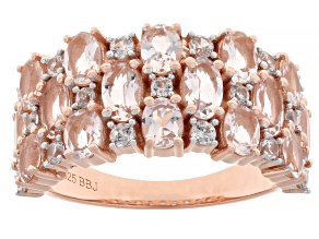 Peach Morganite With White Zircon 18k Yellow Gold Over Sterling Silver Ring 2.45ctw