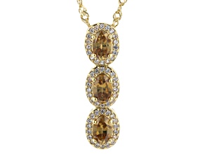 Brown Imperial Zircon & White Zircon 18k Yellow Gold Over Sterling Silver Pendant W/ Chain 1.81ctw
