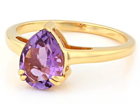 Purple Canela Amethyst 18k Yellow Gold Over Sterling Silver Ring 1.42ct