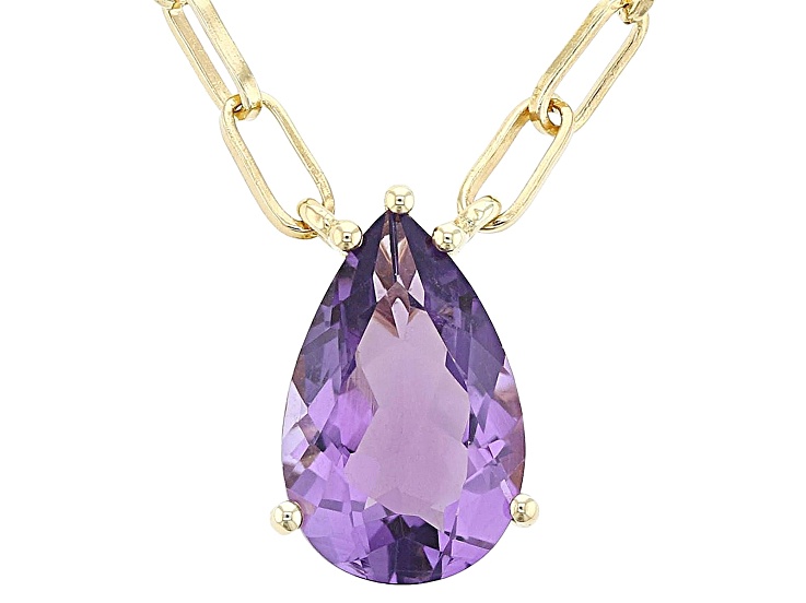 Purple Canela Amethyst 18k Yellow Gold Over Sterling Silver Paperclip Necklace 3.12ct