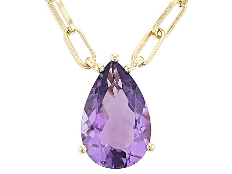 Purple Canela Amethyst 18k Yellow Gold Over Sterling Silver Paperclip Necklace 3.12ct