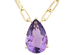 Purple Canela Amethyst 18k Yellow Gold Over Sterling Silver Paperclip Necklace 3.12ct