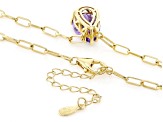 Purple Canela Amethyst 18k Yellow Gold Over Sterling Silver Paperclip Necklace 3.12ct