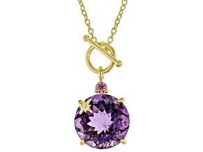 Purple Canela Amethyst 18k Yellow Gold Over Sterling Silver Toggle Necklace 7.09ctw