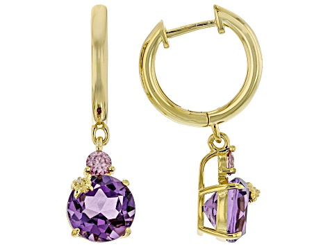 Purple Canela Amethyst 18k Yellow Gold Over Sterling Silver Earrings 3.24ctw