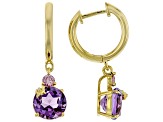 Purple Canela Amethyst 18k Yellow Gold Over Sterling Silver Earrings 3.24ctw