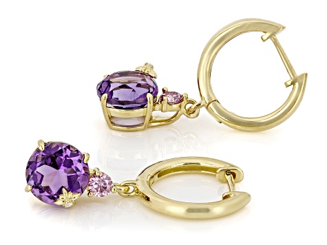 Purple Canela Amethyst 18k Yellow Gold Over Sterling Silver Earrings 3.24ctw