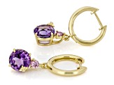 Purple Canela Amethyst 18k Yellow Gold Over Sterling Silver Earrings 3.24ctw