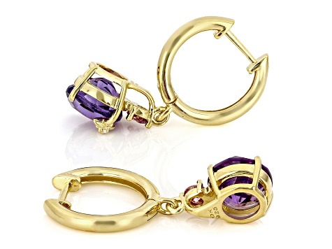 Purple Canela Amethyst 18k Yellow Gold Over Sterling Silver Earrings 3.24ctw