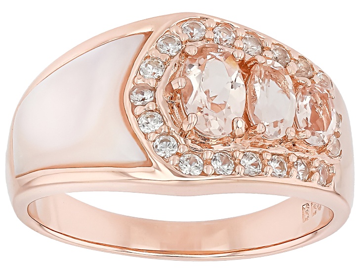 Peach Morganite With Zircon & Pink Mother-of Pearl 18K Rose Gold