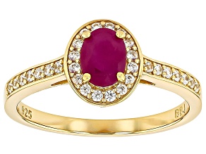 John Saul Ruby With White Zircon 18k Yellow Gold Over Sterling Silver Ring 1.25ctw