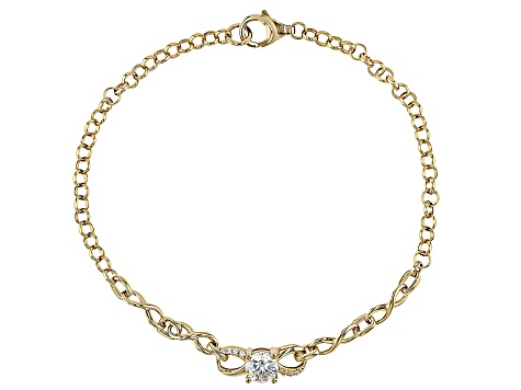 White Strontium Titanate With White Zircon 18k Yellow Gold Over Sterling Silver Bracelet 1.31ctw