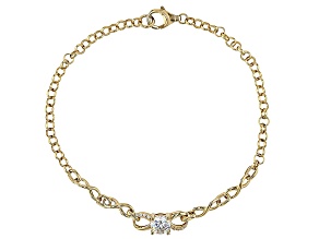 White Strontium Titanate With White Zircon 18k Yellow Gold Over Sterling Silver Bracelet 1.31ctw