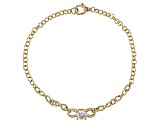 White Strontium Titanate With White Zircon 18k Yellow Gold Over Sterling Silver Bracelet 1.31ctw