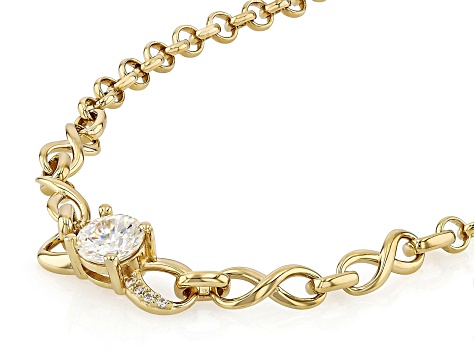 White Strontium Titanate With White Zircon 18k Yellow Gold Over Sterling Silver Bracelet 1.31ctw