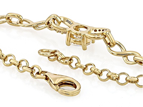 White Strontium Titanate With White Zircon 18k Yellow Gold Over Sterling Silver Bracelet 1.31ctw
