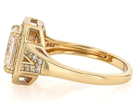 White Strontium Titanate With White Lab Sapphire 18k Yellow Gold