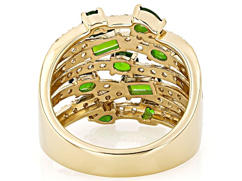 Chrome Diopside With White Zircon 18k Yellow Gold Over Sterling