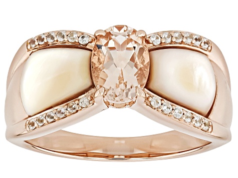 Peach Morganite 18k Rose Gold Over Sterling Silver Ring 0.72ctw