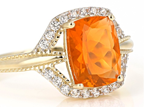 Orange Mexican Fire Opal 14k Yellow Gold Ring 1.21ctw