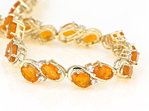 Orange Mexican Fire Opal 14k Yellow Gold Bracelet 7.61ctw - WPG011 ...